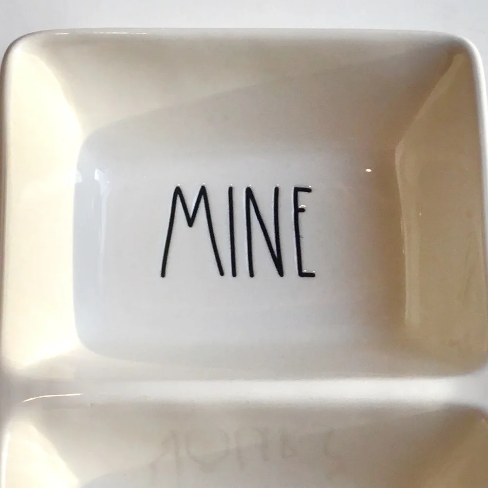 🆕 RAE DUNN White Ceramic Organizer Divided Small Trinket Storage Dish